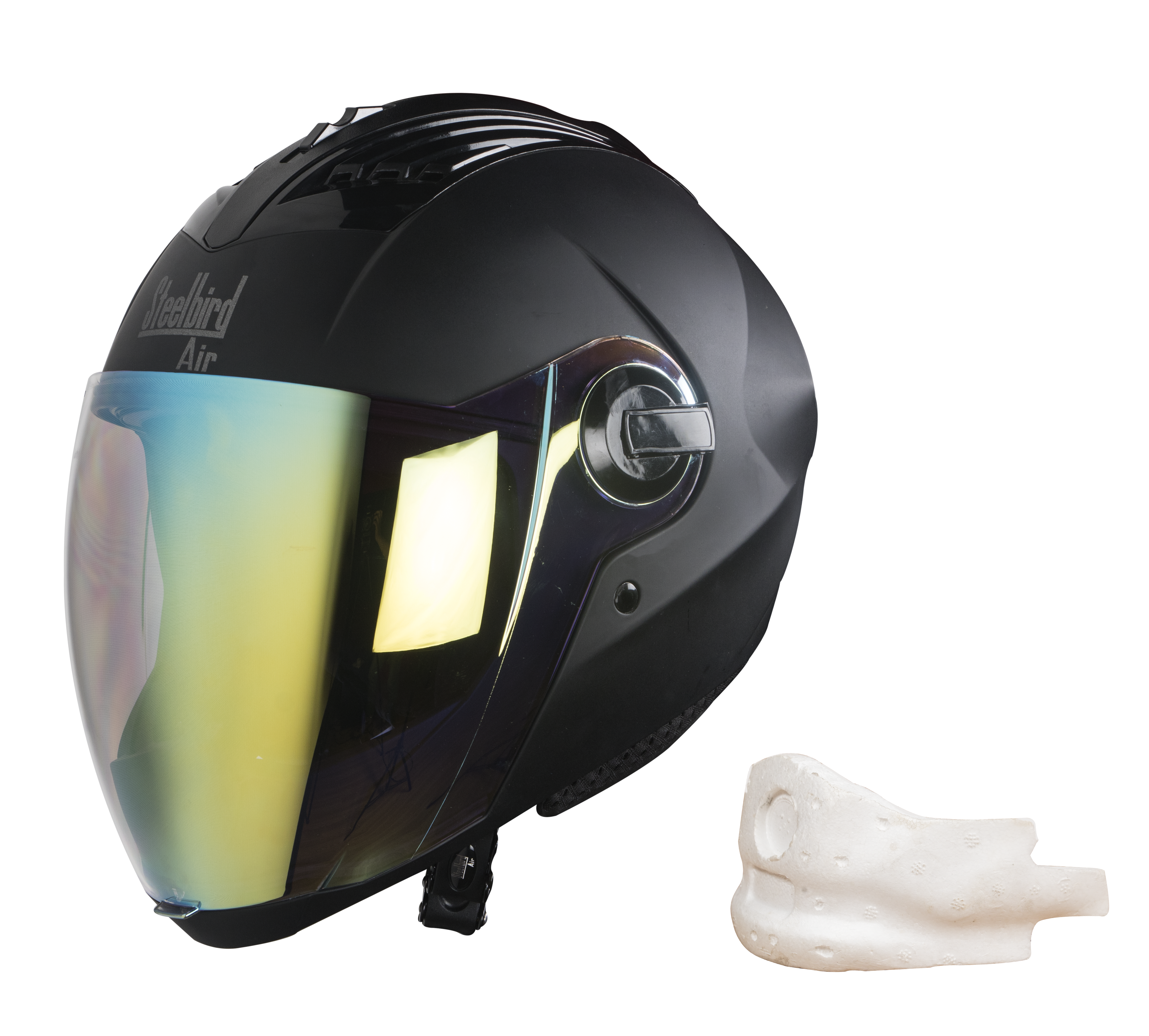 SBA-2 Mat Black Night Vision With Gold Visor (With EPS Chin Guard Protection)